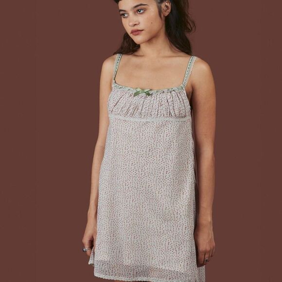 UNIF XO Dress y2k 90s floral print sleeveless mini sundress Lace Trim Size XS - Picture 1 of 16